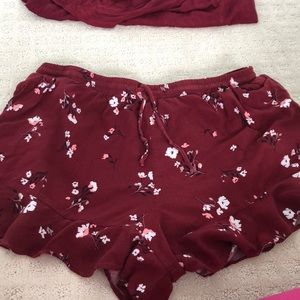 Red Floral Shorts